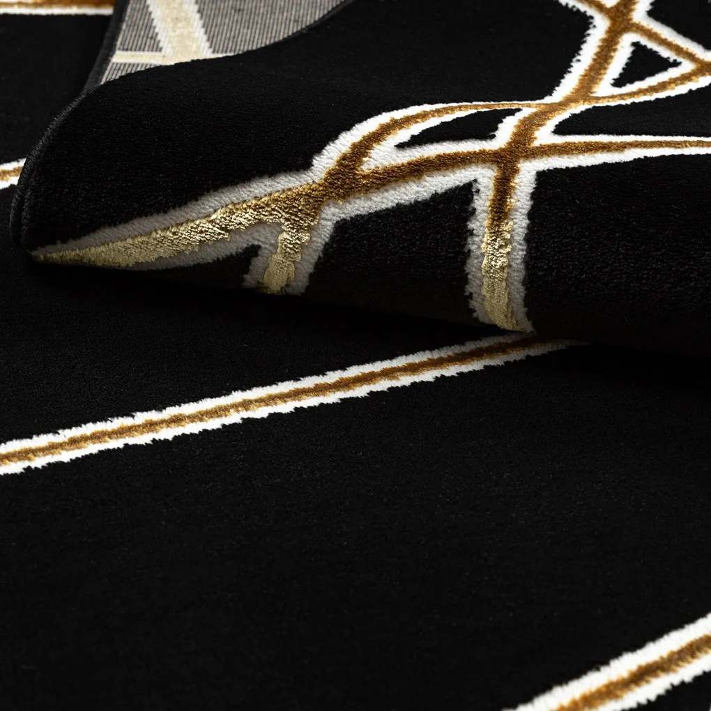 Dywany Łuszczów, Kusový koberec Allure 1964 black/gold, 200x290, čierna, kancelária
