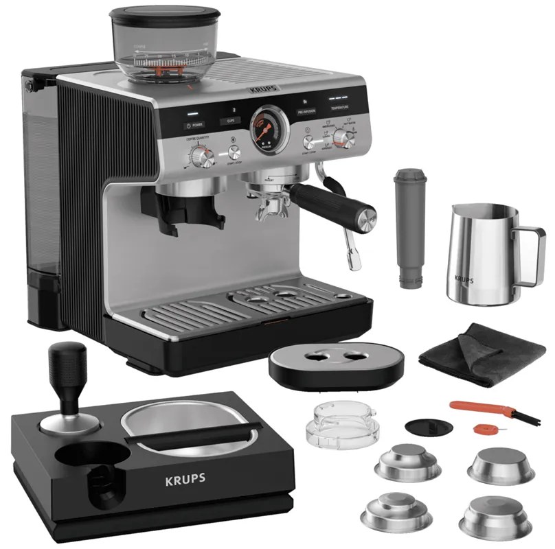 Pákový kávovar KRUPS Precision+ XP804T10 Hliníkový/Čierny