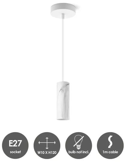 Luster na lanku SAGA 1xE27/40W/230V mramorová
