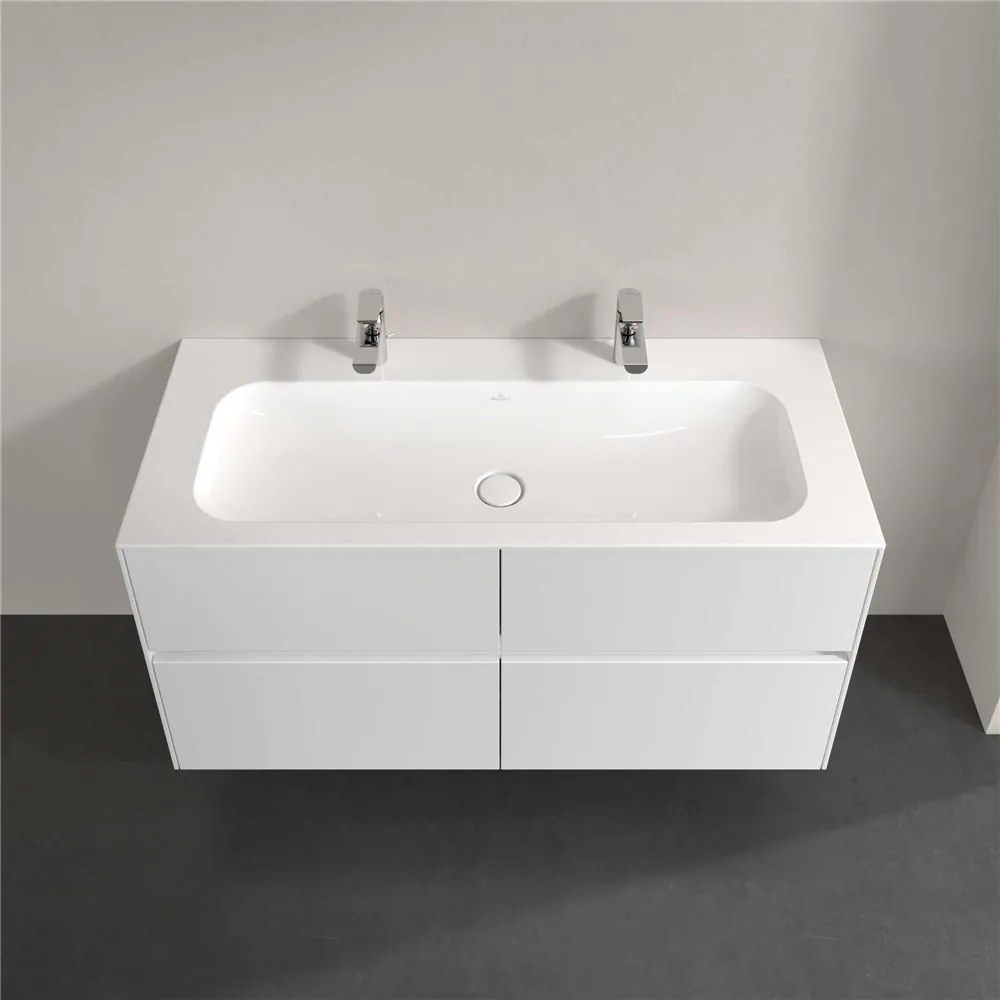 VILLEROY &amp; BOCH Collaro závesná skrinka pod umývadlo, 4 zásuvky, s LED osvetlením, 1196 x 498 x 603 mm, White Matt, C140B0MS