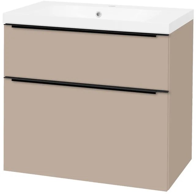 Mereo Mereo, Mailo, kúpeľňová skrinka s umývadlom z liateho mramoru 81 cm, čierne madlo, MER-CN551MB