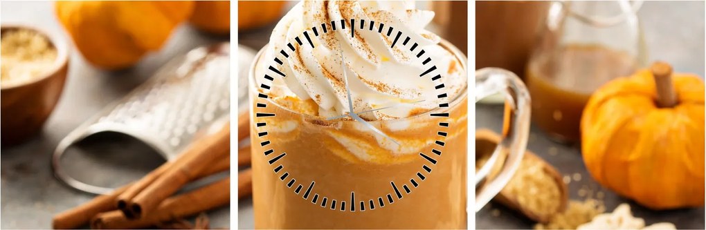Obraz - Tekvicové latte (s hodinami) (90x30 cm)