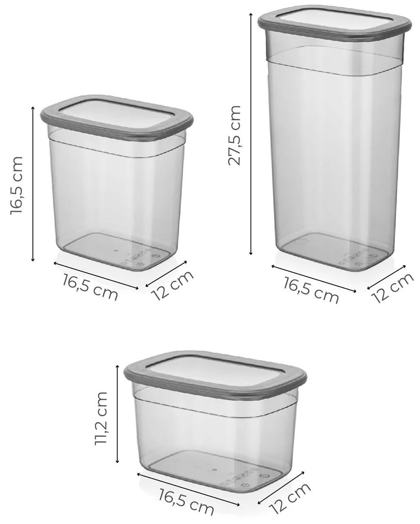Súprava 18 ks potravinových boxov BONNIE antracitová