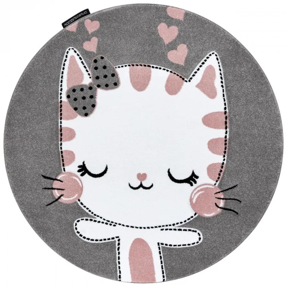 Detský kusový koberec Kitty sivý kruh, Velikosti 140cm