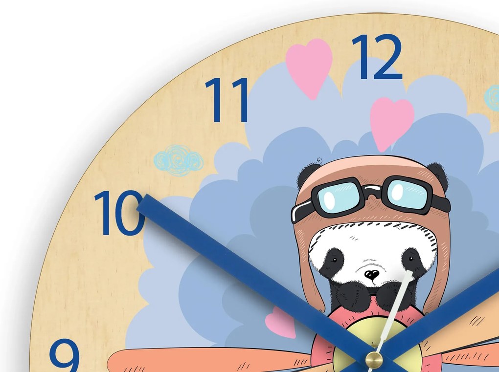 Detské nástenné hodiny Ami Panda 30 cm viacfarebné