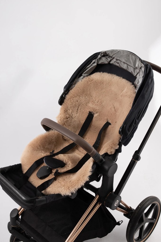 Podložka do kočíka z pravej kože béžová