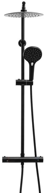 Erga Bergen Therm, sprchová súprava s termostatickou batériou a dažďovou hlavicou 25cm, čierna matná, ERG-YKA-BP.BERGEN-THERM-25-BLK