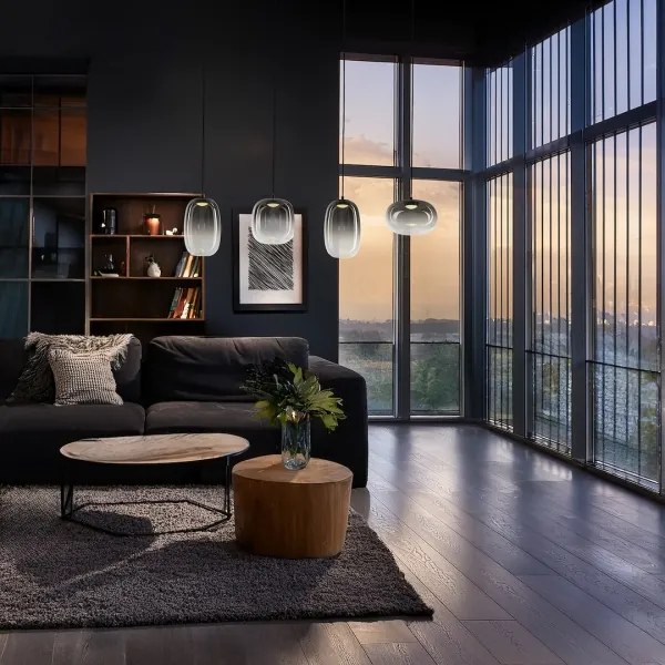 LED Luster na lanku VASO LED/15W/230V čierna/dymová