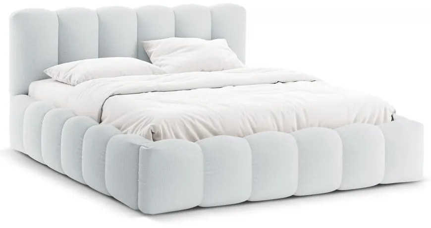 Svetlosivá čalúnená dvojlôžková posteľ s úložným priestorom s roštom 180x200 cm Lupine – Micadoni