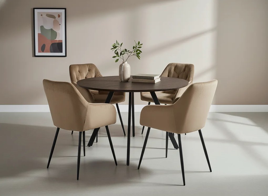 Noela Jedálenský set GYRUS 120 hnedý + 4x stolička SIENA béžová