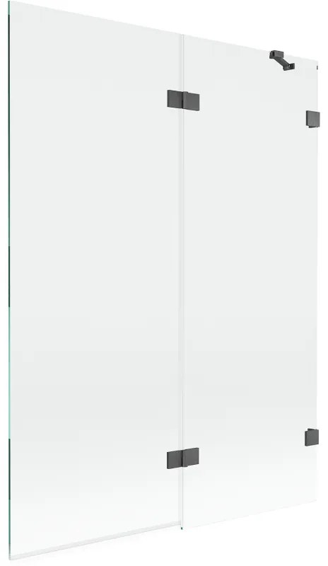 Mexen Lunar, 2-krídlová vaňová zástena pravá 130 x 150 cm, číre sklo, grafitová, 897-130-100-66-00-P