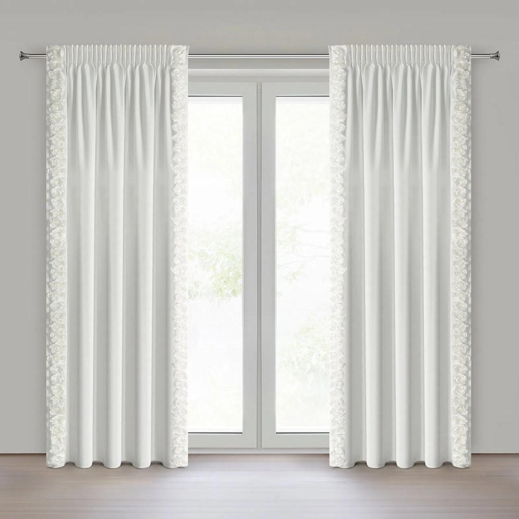 ZATEMŇOVACÍ ZÁVES NA PÁSKE EVA MINGE ROSES14 140X270 CM KRÉMOVÁ