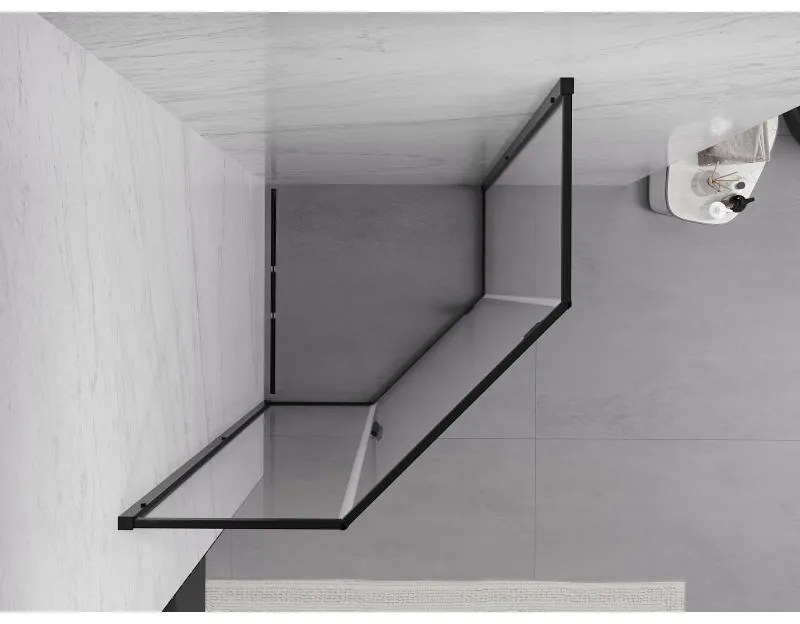 Mexen Exo, päťuholníkový sprchový kút s výklopnými dverami 100 x 100 cm, 6mm číre sklo, čierny profil, 812-100-100-70-00