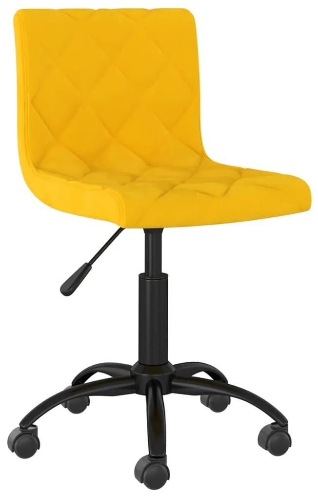 vidaXL Otočná kancelárska stolička horčicovo-žltá zamatová