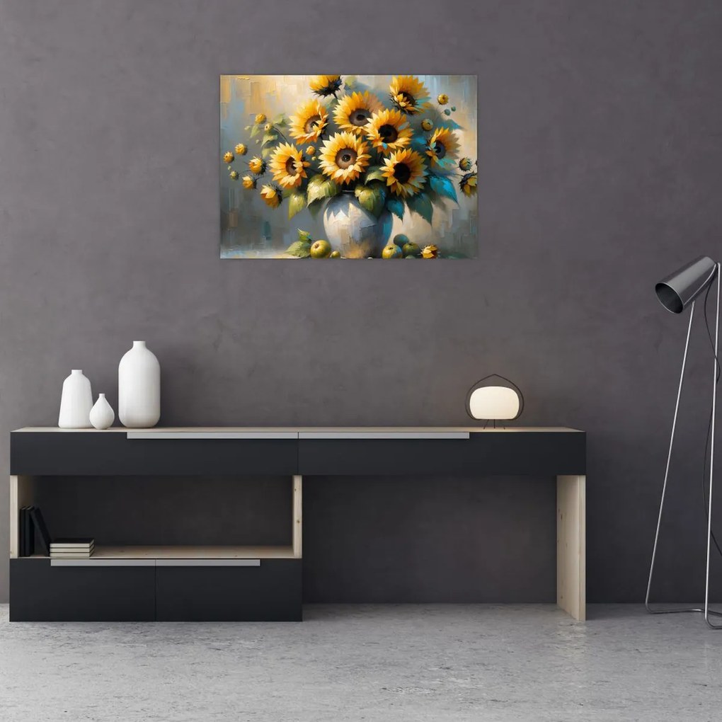 Obraz – Váza so slnečnicami (70x50 cm)