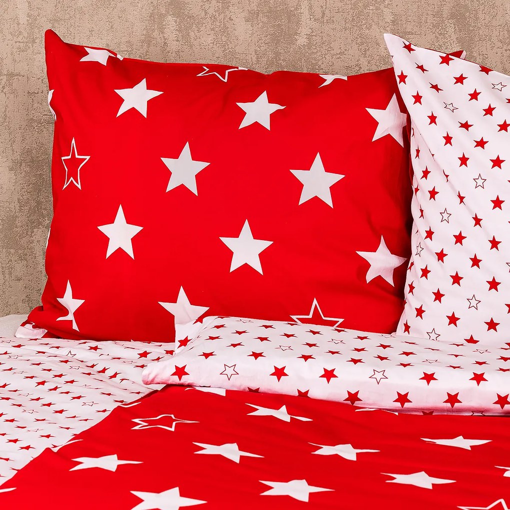 4Home Bavlnené obliečky Stars red, 220 x 200 cm, 2 ks 70 x 90 cm