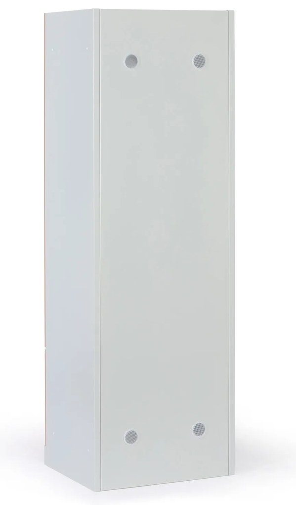 Kovová šatníková skrinka S1 Z, 4 oddiely, 1850 x 600 x 500 mm, mechanický kódový zámok, laminované dvere, orech