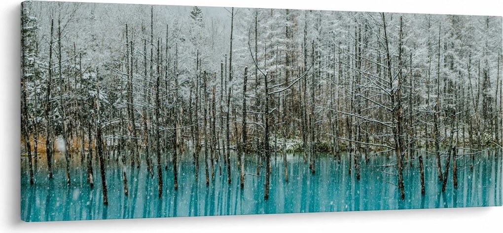 Obraz - Tyrkysový rybník, Biei, Japonsko (120x50 cm)