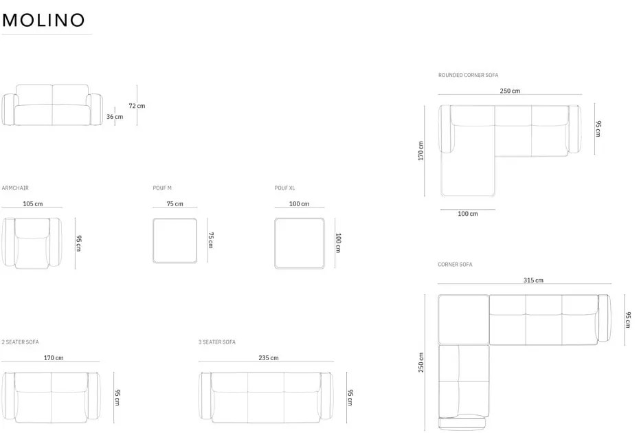 Biela pohovka z textílie bouclé 170 cm Molino – Micadoni Home