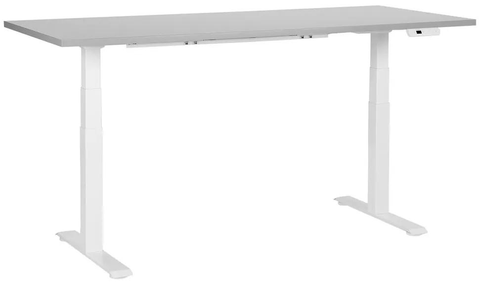 Elektricky nastaviteľný písací stôl 180 x 80 cm sivá/biela DESTINES Beliani