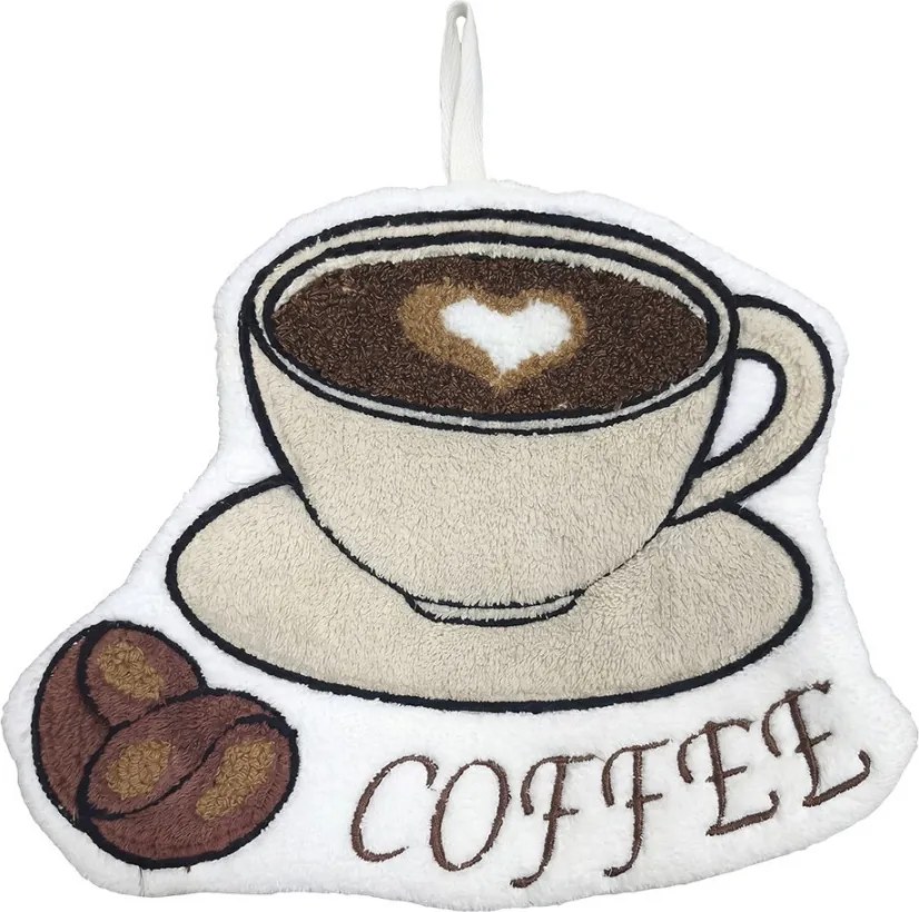Plyšový uterák pre hostí Coffee - 20*1*22 cm