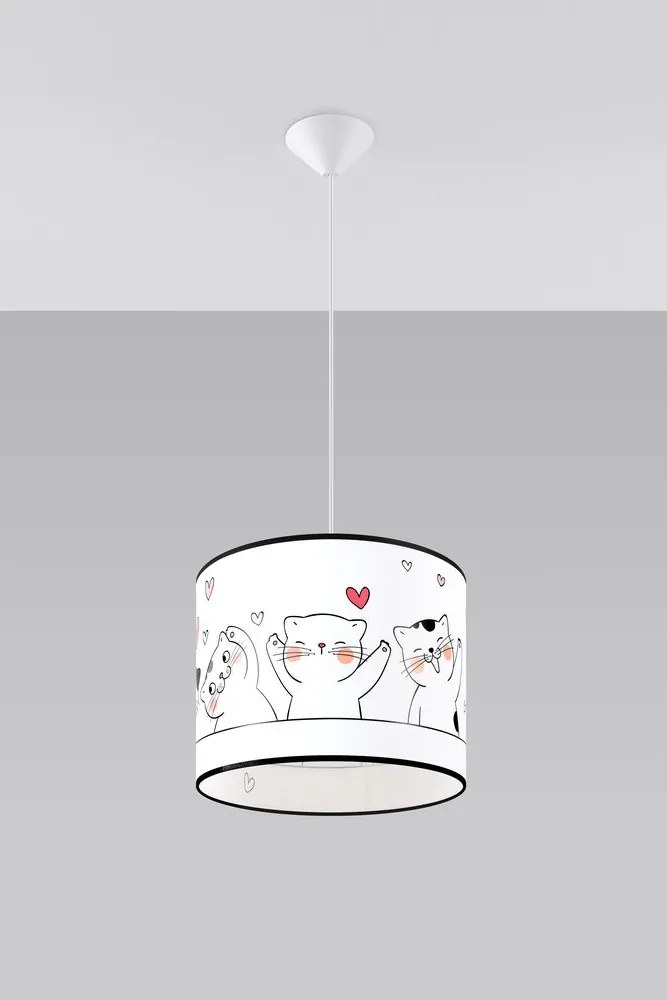 Biely detský luster s plastovým tienidlom ø 30 cm Puss – Sollux