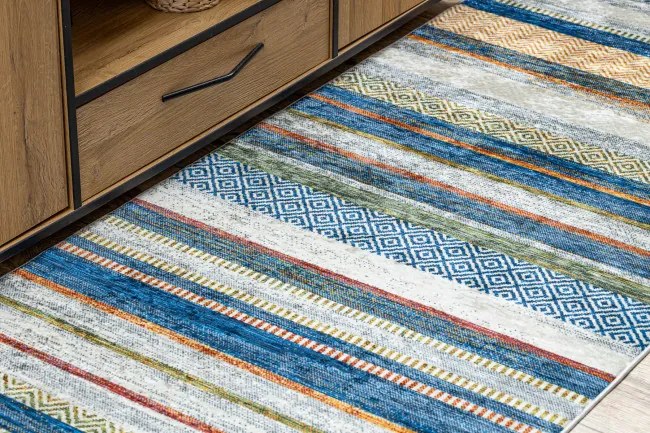 Protišmykový koberec / behúň ANDRE 35950 modrý / žltý