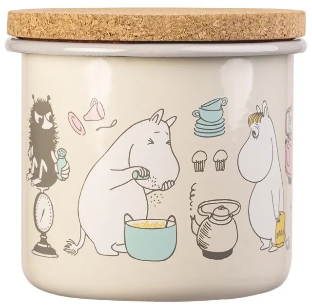 Dóza s vekom Moomins Bon Appétit 1,3l, smalt-korok / béžová