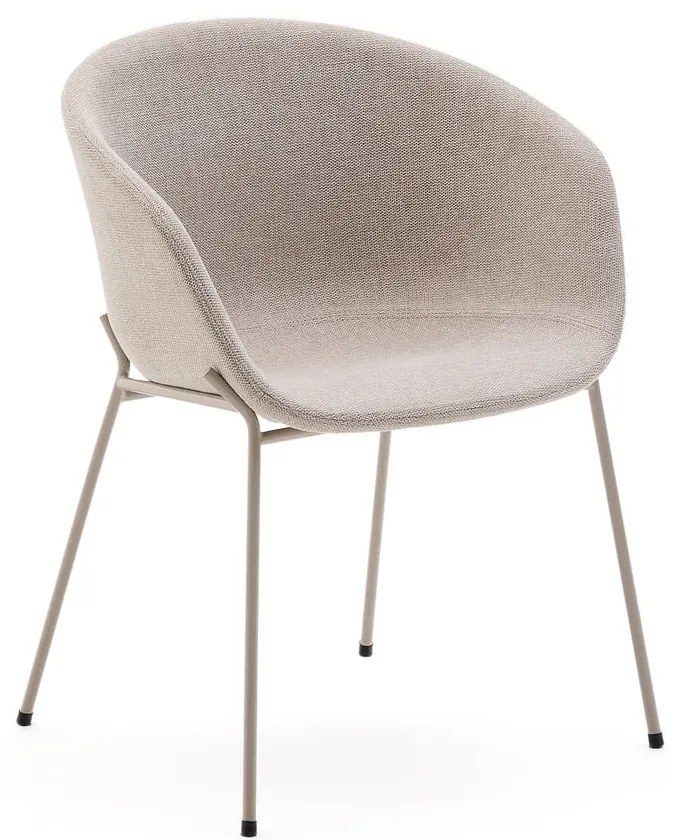 Béžové čalúnené jedálenské kreslo s podrúčkami Yvette – Kave Home