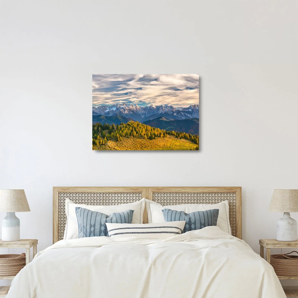 Sklenený obraz - horská panorama (70x50 cm)