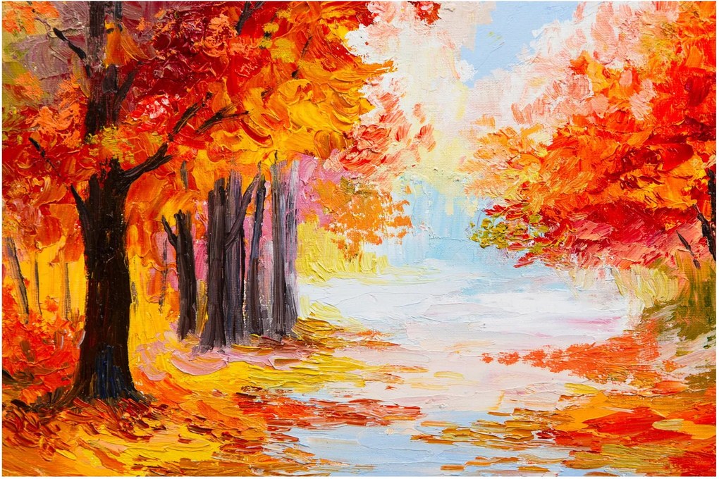 Obraz - Olejomaľba, farebná jeseň (90x60 cm)