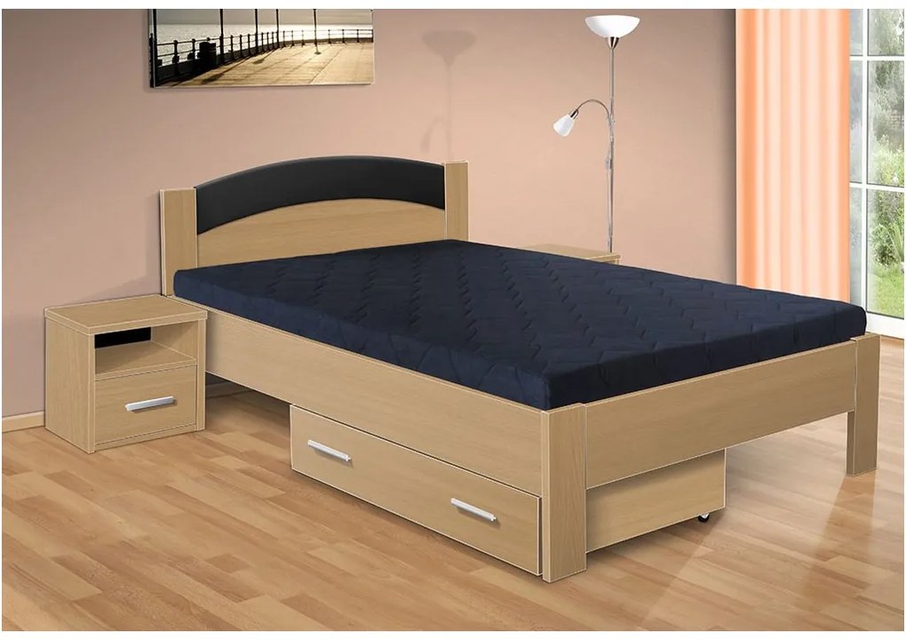 Nabytekmorava Drevená posteľ Jason 200x120 cm farba lamina: biela 113, typ úložného priestoru: úložný priestor - šuplík, typ matraca: bez matraca
