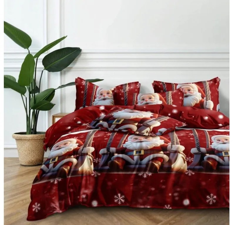 Obliečky z mikrovlákna SANTA ON A SWING červené Rozmer obliečky: 70 x 80 cm | 140 x 200 cm