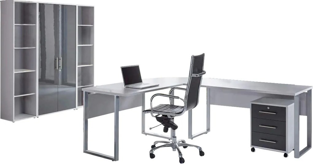 XXXLutz KANCELÁRIA, sivá, antracitová s vysokým leskom, MID.YOU - Kancelárske regály - 001067007104
