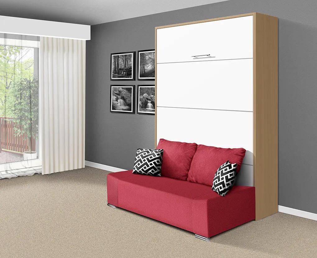 Nabytekmorava Sklápacia posteľ s pohovkou VS 21058P 200x120 farba pohovky: Krémová, Typ farebného prevedenia: Orech lyon / dvere biele