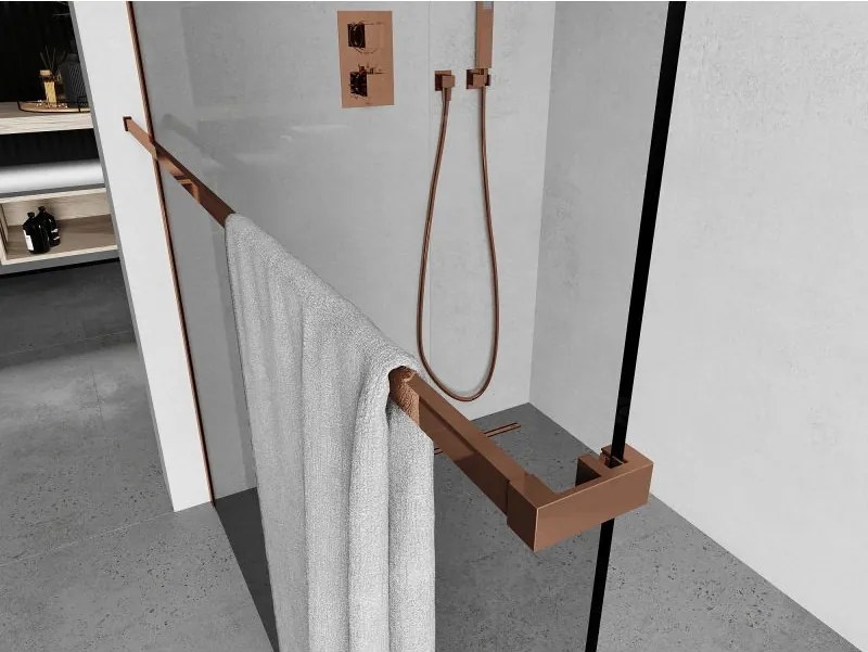 Mexen Kioto, vešiak na uteráky pre sprchovú zástenu, max. 140 cm, ružové zlato, 800-06-60