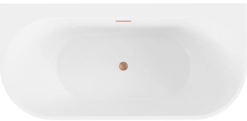 Mexen Oval+, voľne stojaca vaňa ku stene 170 x 80 cm, biela lesklá, medená matná prepad, 52681708000-65