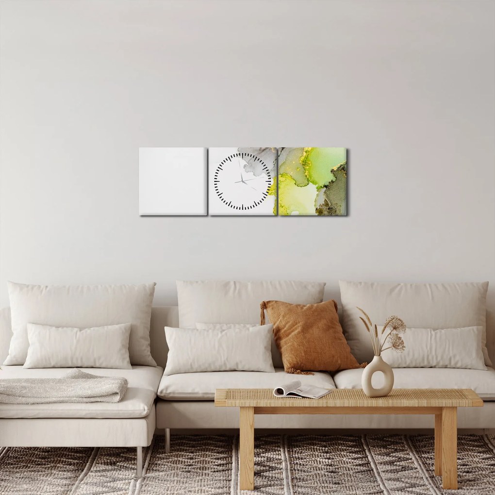 Obraz - Abstraktné umenie atramentom (s hodinami) (90x30 cm)