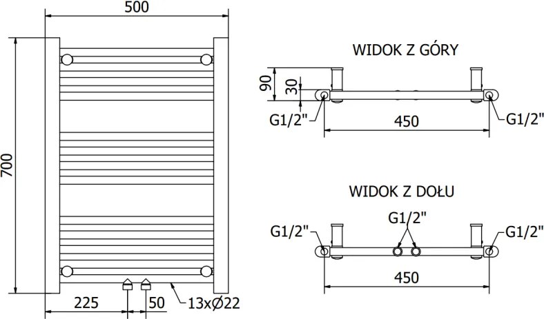 Mexen Mars, vykurovacie teleso 700x500 mm, 284 W, antracitová, W110-0700-500-00-66