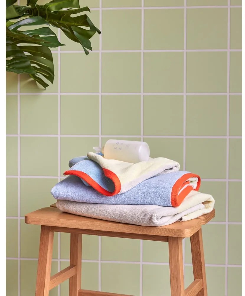 Modrý froté bavlnený uterák 50x100 cm Block – Hübsch
