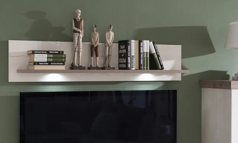 Obývacia stena Cruz, kombi, bielená pínia/šedý dub