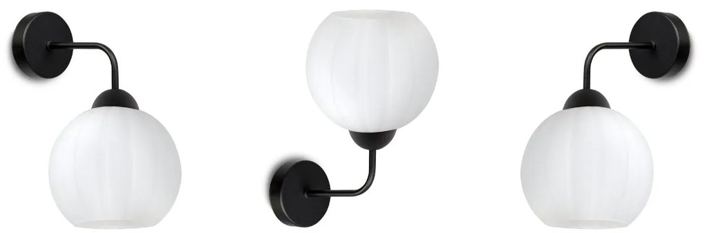 Nástenné svietidlo Costa, 1x biele sklenené tienidlo, b