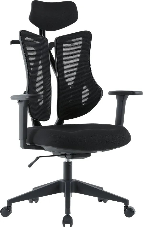 Kancelárska ergonomická stolička MORA — sieť / látka, čierna