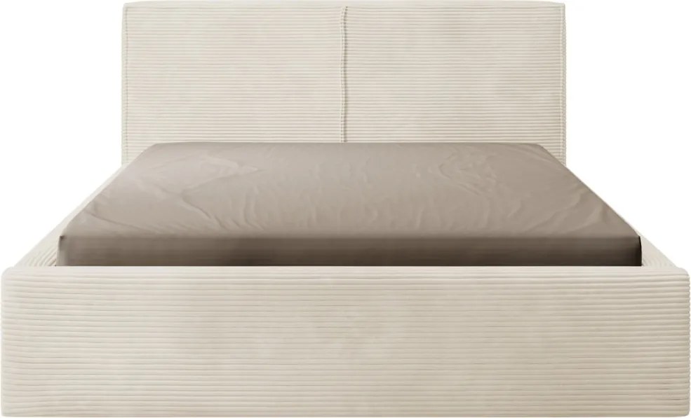 Posteľ Inez 180x200 cm, krémová štruktúrovaná látka