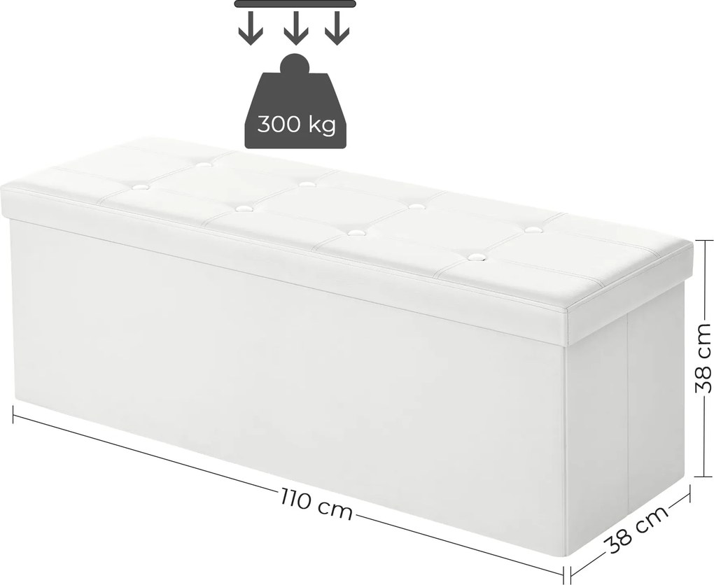 Dekorstudio Úložná taburetka LSF702V1 110x38x38 cm z ekokože – biela