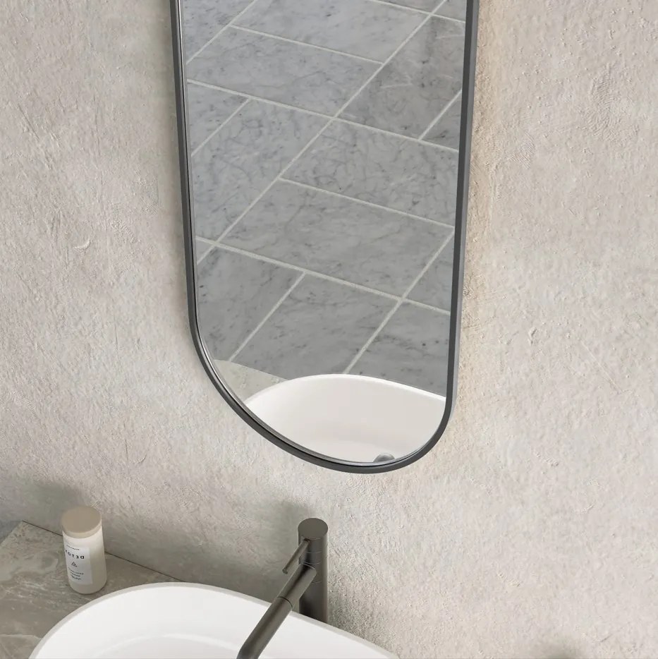 Erga Oval, oválne zrkadlo 35x90cm, čierny rám, ERG-V01-OVAL-3590-BK