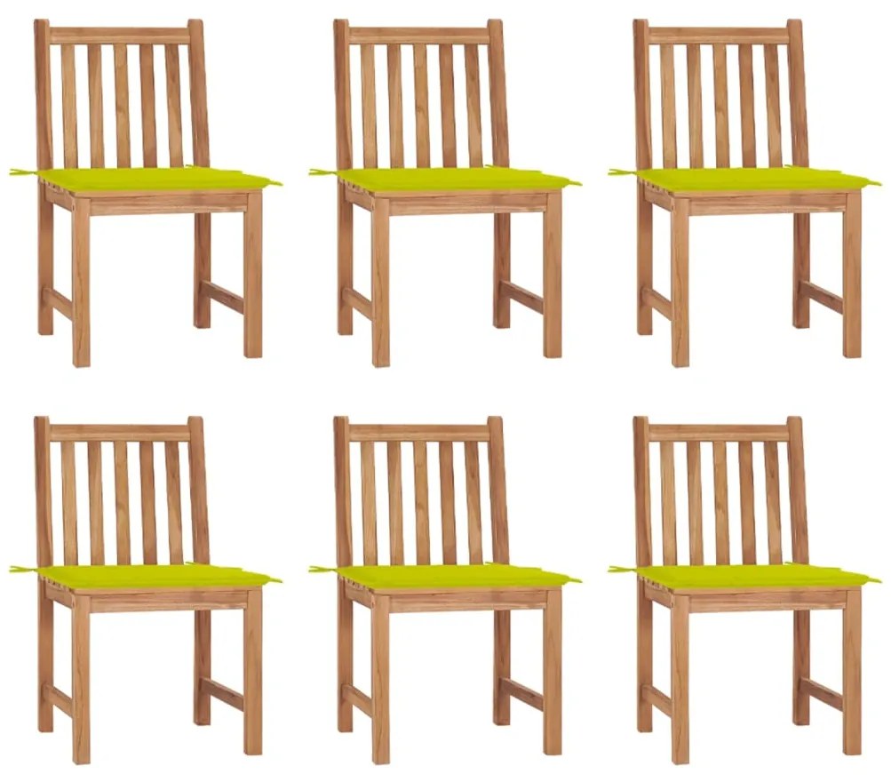 Záhradné stoličky 6 ks s podložkami tíkový masív 3073126