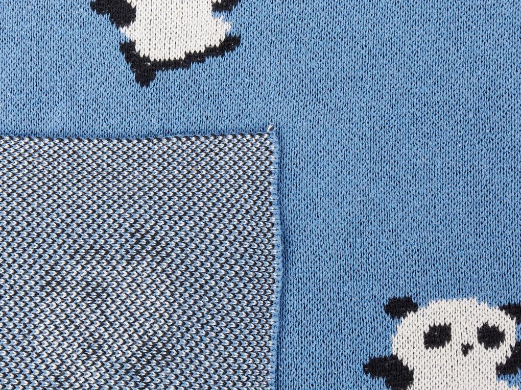 Bavlnená detská deka s motívom pandy 130 x 170 cm modrá TALOKAN Beliani