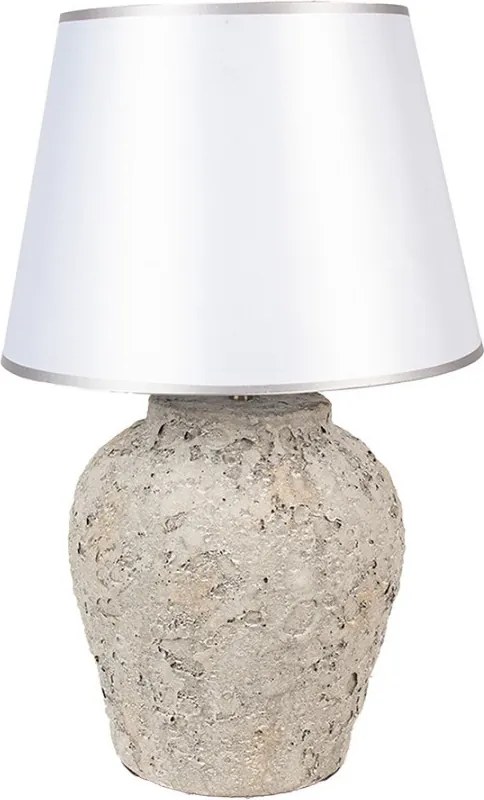 Šedá terakotová stolní lampa Teracci se stříbrným stínidlem - Ø 35*59cm