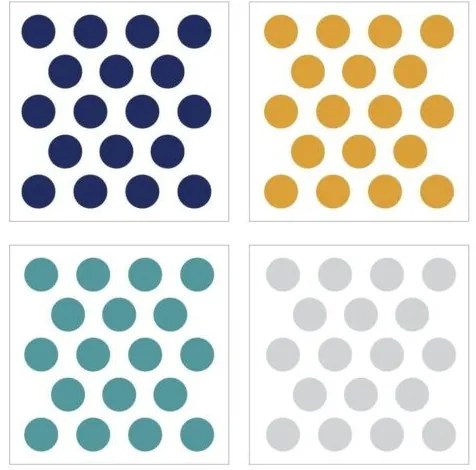 Samolepka do dětského pokoje sada konfety modrá, žlutá, šedá 5cm